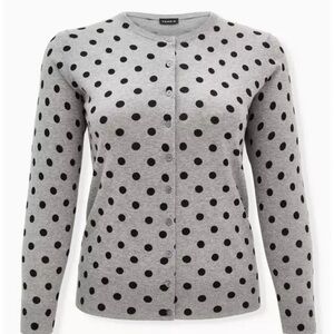 Torrid Gray Polka Dot Cardigan - 3X